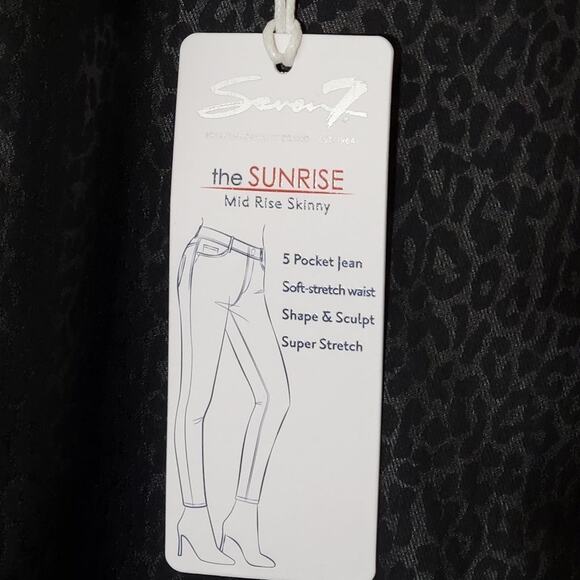 Seven7 Sunrise black leopard print mid rise skinny‎ stretch jeans 20W new!!!! - Picture 5 of 11
